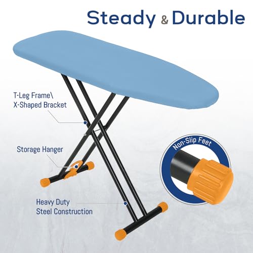 RAINHOL Compact Full Size Ironing Board 43x13 Blue - color: Blue, size: 43"L x 13"W