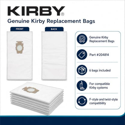 Kirby MicronMagic Plus HEPA Filter Bags 6-Pack | Part #204814 | Compatible with F-Style & Twist-Style Vacuums (54 Filer Bags/Case) - size: 9 Pack/54 Bags