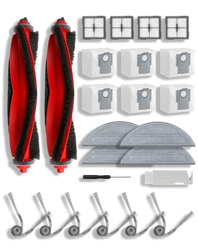 24Pcs Replacement Parts Kit Compatible with Roborock Q10 S5+, Q10 S5, Q10, Q Series Vacuum Cleaner, Includes 2 Main Roller Brush, 4 Mop Pads, 4 Dust Bags, 4 Filters, 6 Side Brushes - size: Q10 S5+ Kit 24pcs