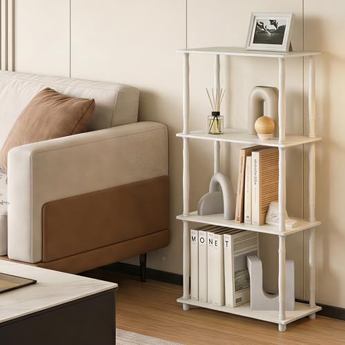 Furinno Turn-N-Tube Storage Shelves, 4-Tier Open Frame Book Shelf, Standing Corner Shelf, Toolless Open Shelves, Classic Tubes, for Organization and Storage, Living Room, Home Office, White - color: White/White, size: 4-Tier Classic Tube