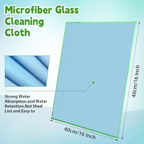Maxcheck 24 Pack Microfiber Glass Cleaning Cloths, 16" x 16", Blue - color: Blue