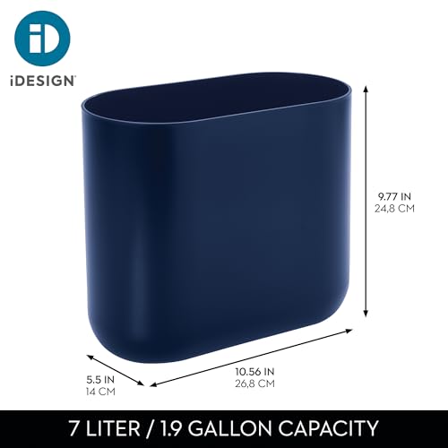 iDesign Small Slim Plastic Bathroom Trash Can, 2-Pack, Navy Blue - color: Navy, style: Pack of 2