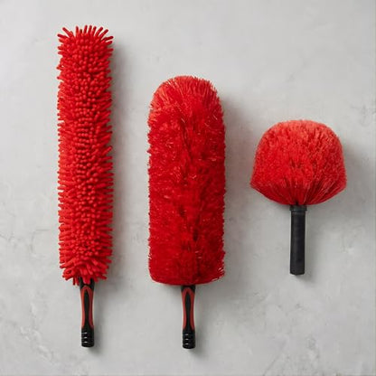4 FT Duster with Extension Pole, 8 FT High Reach Ceiling Fan Cleaner Duster for Home, 2.5-4 FT Extendable Pole with 3 Pcs Dusting Tools, Cobweb Duster, Feather Dusters, Ceiling Fan Duster - size: 4 FT