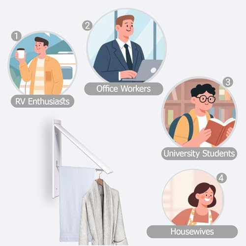 Wall Mounted Folding Clothes Drying Rack, Aluminum,Pearl White - color: Pearl White
