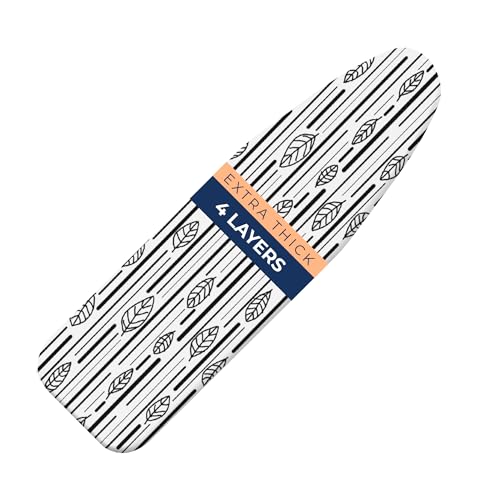 Ironing Board Cover and Pad Extra Thick Heavy Duty Padded 4 Layers Non Stick Scorch and Stain Resistant 15x54 and 3 Fasteners Elastic Edge with Bonus Protective Scorch Mesh Cloth - color: Leaf, size: 15"x54"