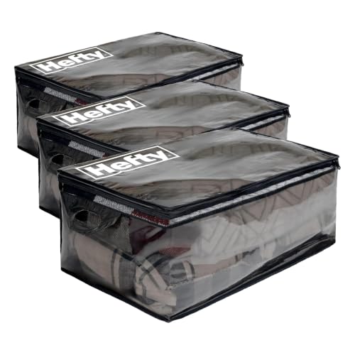 Hefty Storage Bags Extra Large Double Zipper Backpack, Heavy Duty Water Resistant Moving Totes with Shoulder Straps, Foldable Reusable Packing Organizers, 6 Pack (X-Large Black) - size: 22 Gal - Standard - 6 Pack