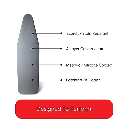 TIVIT Ironing Board Cover 17 x 54” – Made in Italy, Alumitek PRO Heat-Reflective, Thick 4-Layer Padding, Scorch & Stain Resistant - size: 17x54