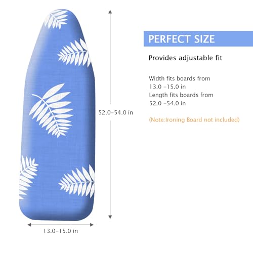 Ironing Board Cover and Pad 15"x54",Thick Ironing Board Cover Standard Size - color: Blue+leaf, size: 15"X54"