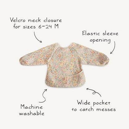mushie Long Sleeve Baby Bib | Water Resistant Adjustable Fit - color: Bows