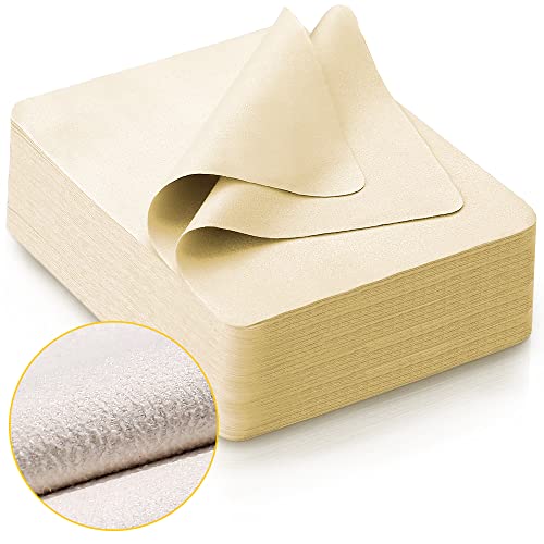 100 PCS Glasses Clean Cloth Suede, Lens Clean Cloth for Lenses, Glasses, Screens, Cameras, iPad, iPhone, Eyeglasses (6"x7", 100PCS/Light Yellow) - color: 100pcs/Light Yellow