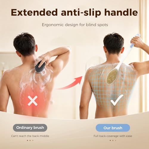 Back Scrubber for Shower with Long Handle, Blue - color: Blue, size: 1 pack