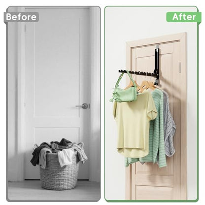 Foldable Over the Door Hooks, Over the Door Hanger for Space Saving - color: Black-1(UP)