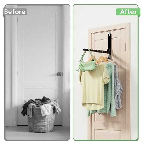 Foldable Over the Door Hooks, Over the Door Hanger for Space Saving - color: Black-1Pack(UP)