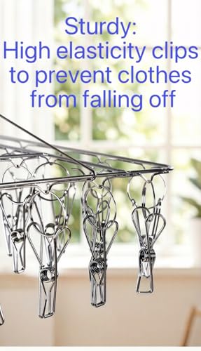 2 Pack Sock Drying Racks with 80 Clips, Stainless Steel Drying Clamp