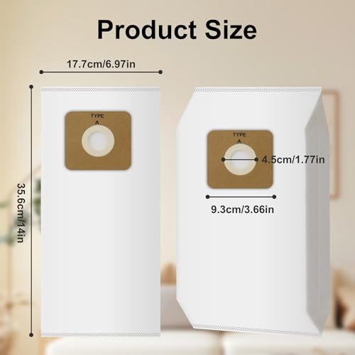 5 Pack Type A HEPA Vacuum Bags for Riccar Most Vibrance, 2000/4000 and R-Series & Simplicity Symmetry, S20EZM, 5000/6000 Series Upright Vacuum Cleaners, Replaces Part RAH-6/SAH-6 - color: 5 Pack, size: Type A