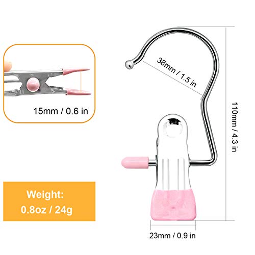 Coideal Boot Hangers Laundry Hanging Hooks Clips, 16 Pcs Stainless Steel Portable Clothespins for Drying Closet Travel (Black + Pink) - color: Black + Pink