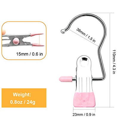 Coideal Boot Hangers Laundry Hanging Hooks Clips, 16 Pcs Stainless Steel Portable Clothespins for Drying Closet Travel (Black + Pink) - color: Black + Pink