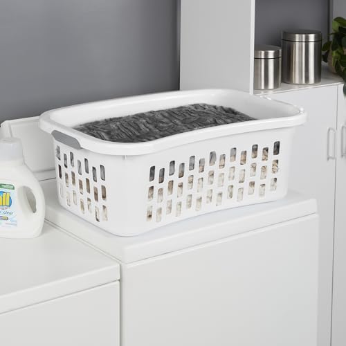 Sterilite HipHold Laundry Basket, Plastic Rectangle Clothes Hamper, 6 Pack - color: White, size: 1.5 Bushel (6 Pack)