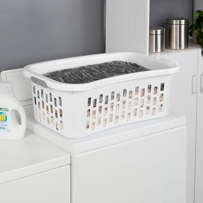 Sterilite HipHold Laundry Basket, Plastic Rectangle Clothes Hamper, 12 Pack - color: White, size: 1.5 Bushel (12 Pack)