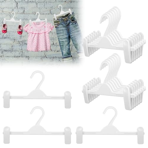 Weysat 20 Pack Kids Pants Hangers with Clips, 11 Inch White Plastic