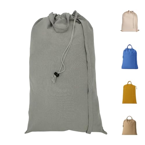 LFH Home Cotton Rich Canvas Extra Large Laundry Bag with Handle, Heavy Duty Drawstring Closure Washable Laundry Bags, School Travel, Home, Hotel, College Dorm, Organizer Sack, Toys 24x36-Grey - color: Grey, size: 24”x36”