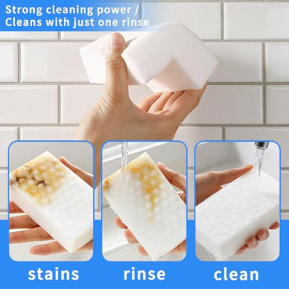 Cleaning Eraser Sponges, 11-Pack, Extra-Durable Melamine Foam Pads for Wall, Kitchen, Bathroom, Shower, Floor – All-Purpose Scrub Blocks, White, 4 x 2.35 x 0.79 in, Multi-Surface Cleaner