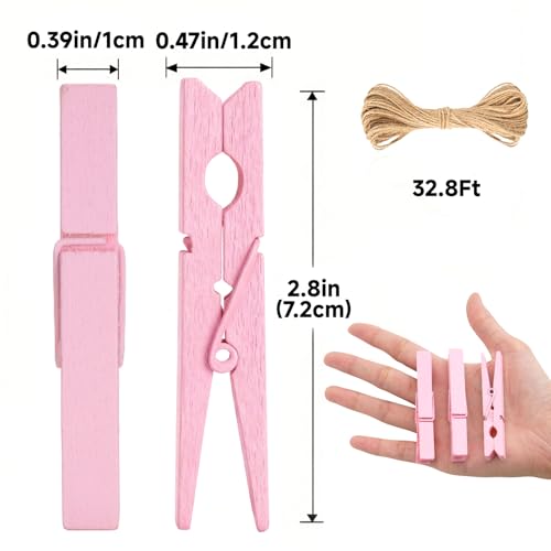 jijAcraft 2.9 Inch Large Clothes Pins - 50Pcs Wooden Clothespins - color: Baby Pink, size: 2.9 inch, 50 pcs