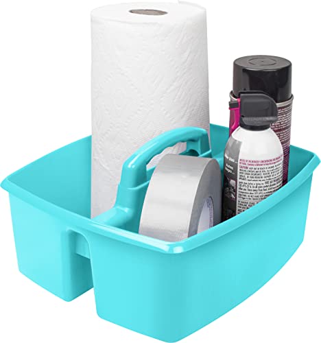 Storex 2-Compartment Large Caddy – Multipurpose Classroom Organizer with Handle, Teal, 6-Pack (00959U06C) - color: Teal, size: 6-Pack, style: Large