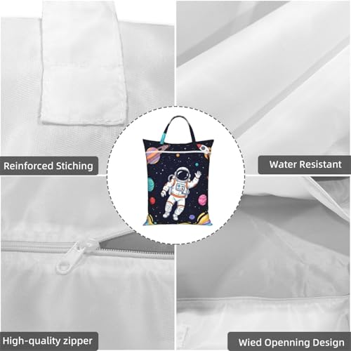 Astronaut Planet Travel Laundry Bag Washable Dirty Clothes Bag for Gym - color: Astronaut Planet