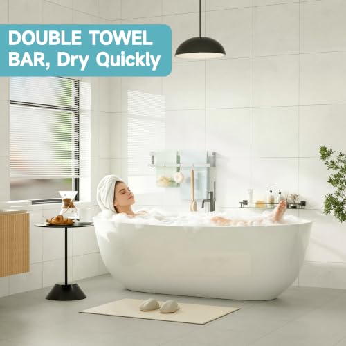 Alise Double Towel Bar, 24" Double Towel Racks for Bathroom, Brushed Nickel - color: Brushed Nickel, size: 24-inch