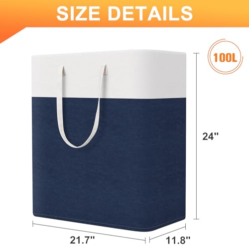TasticTotes Laundry Basket 3-Pack, Laundry Hamper, 100L-Blue - color: Blue, size: 100L