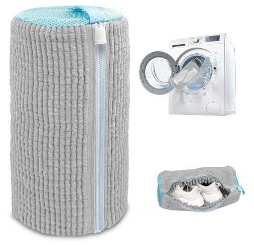 Shoe Washing Machine Bag,Laundry Shoe Bag for Washer and Dryer,Reusable Shoe Cleaning Bag for Sneakers,Tennis Shoes,With Self-locking Zipper, Microfiber Inside,Include Shoe Bag (Lite Grey - 1 Pack) - color: Lite Grey - 1 Pack