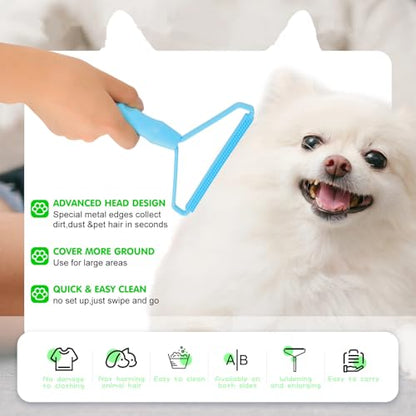Honeydak 3 Pieces Hair Remover Tool Dog Hair Remover Pro Silicone Cleaner Brush Roller Fuzz Hairball Brush for Carpet Rake, Car Mat, Couch, Pet Bed, Clothes(Green, Light Blue) - color: Green, Light Blue