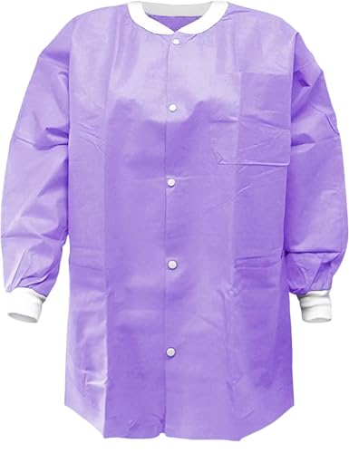 SunLite Ultra 3800 Series Premium Disposable Lab Jackets, Pockets, Knit Collar & Cuffs, Hip Length, 10 Pack - color: Purple, size: 3X
