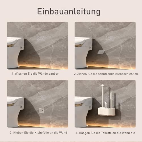 Basaza Toilet Brush and Holder Set Toilet Bowl Cleaning Brush and Holder for Bathroom 4 in 1 White Toilet Bowl Cleaner Brushes & Holders Floor Standing or Wall Mounted - color: #Aa White 4 in 1 Toilet Brush and Holder Set