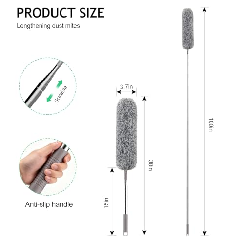 SetSail Extra-Long Dusters with Extension Pole 100-inch for Cleaning, Gray - color: Gray, size: Duster