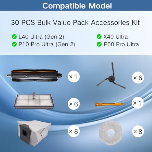 30PCS Accessories for Mova P10 Pro Ultra (Gen 2), Dreame L40 Ultra (Gen 2) - color: 30-Pack TriCut Kit