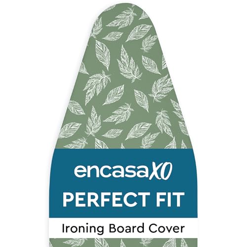 Encasa XO Ironing Board Cover and Pad, Thick Felt 54"x18" - color: Big Leaves Green, size: X-Large (54"x18")