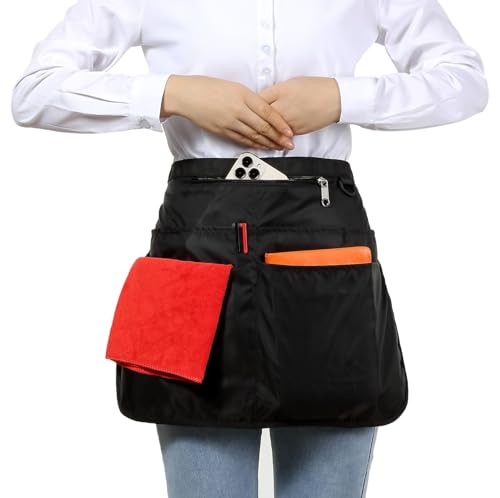 Bafelia Waterproof Server Apron for Women with 7 Pockets - color: Black