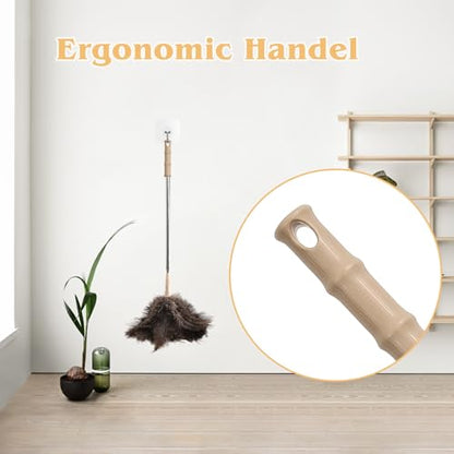 Extendable Ostrich Feather Duster 27-94 Inch, Natural Cleaning Duster Extension Pole Reusable for High Ceilings, Fans, Blinds, Furniture, Interior & Roof Dusting(one Pack) - size: Ostrich Feather