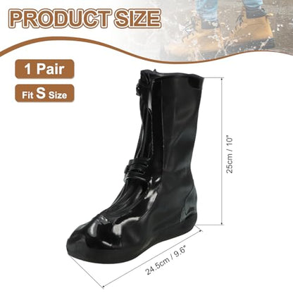 HARFINGTON Waterproof Shoes Cover S (US 4) Rain Galoshes w Double Buckle - color: Black, size: S (US 4)