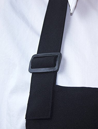 Black Professional Resist Water Adjustable Extra Long Bib Apron 3 Pockets Home Kitchen Garden Restaurant Cafe Bar Pub Bakery for Cooking Chef Baker Servers Craft Unisex - color: Black