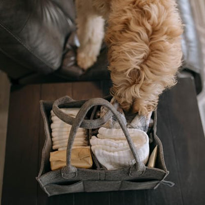Parker Baby Co. Felt Diaper Caddy Organizer - Large, Charcoal - color: Charcoal (Heathered Charcoal), size: Large
