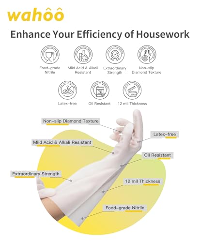 LANON wahoo 3 Pairs Nitrile Cleaning Gloves,12 Mil Dishwashing Glove,Large - color: Mix (Pack of 3), size: Large (Pack of 3)