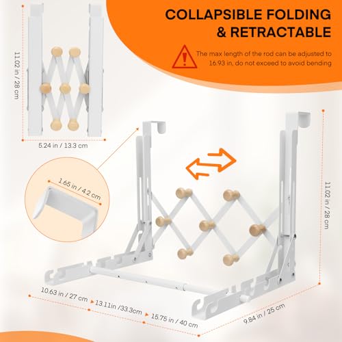 FYY Over the Door Drying Rack, Foldable with 7 Hooks for Laundry Bathroom
