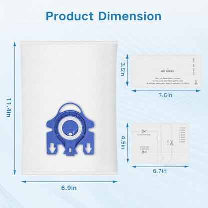 14 Pack 3D Airclean GN Vacuum Bags Compatible with Miele Classic C1, Complete C2, Complete C3, S2 S5 S8 S400 Series Dust Bags with 4 Motor Protection Filters, 4 Exhaust Filters - style: GN Bag-14 Pack