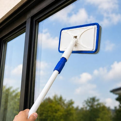 Unger Speed Clean with 4ft Pole and Extra Reusable Pads, Indoor Window Cleaner, Household Cleaning Supplies, Works with Glass and Natural Cleaners and Solutions, Attracts Dust and Dirt