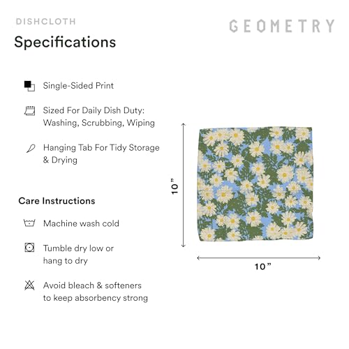 GEOMETRY Kitchen Dish Cloths - Spring & Summer Collection - Premium Dishcloths with Geoweave - Absorbent & Fast Drying Kitchen Towels - Daisy Sky, 10" x 10" - 3-Pieces - color: Daisy Sky, size: 10" x 10" (3 Pack)