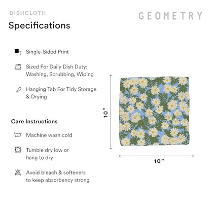 GEOMETRY Kitchen Dish Cloths - Spring & Summer Collection - Premium Dishcloths with Geoweave - Absorbent & Fast Drying Kitchen Towels - Daisy Sky, 10" x 10" - 3-Pieces - color: Daisy Sky, size: 10" x 10" (3 Pack)