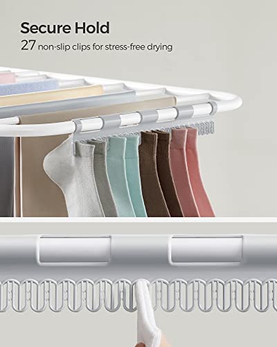 SONGMICS Clothes Drying Rack, Foldable 2-Level Stee Laundry Drying Rack - color: White + Gray, size: 2 Tiers（22"d x 61.8"w x 64.3''h )